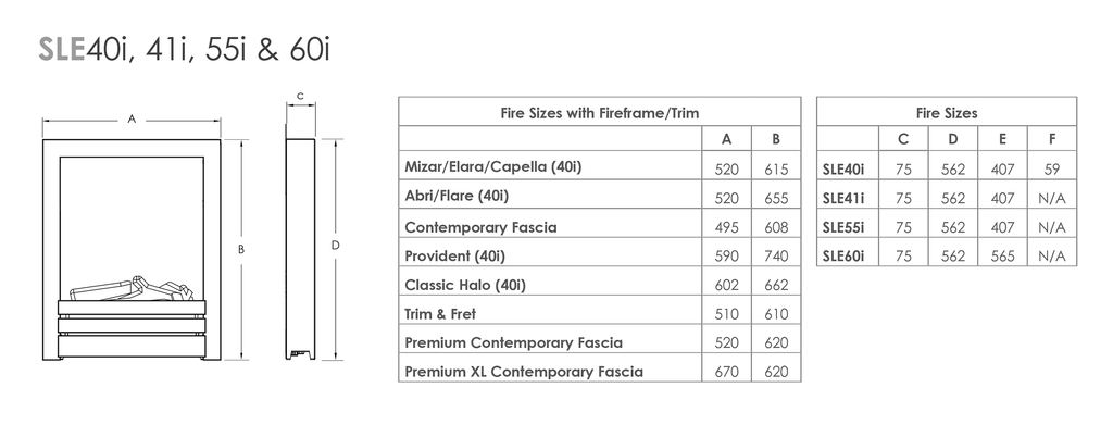 Solution Fires SLE41i Electric Inset Fire (With Contemporary Fascia)