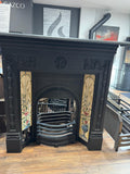 Reproduction cast iron tiled combination fireplace