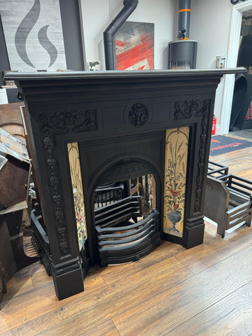 Reproduction cast iron tiled combination fireplace