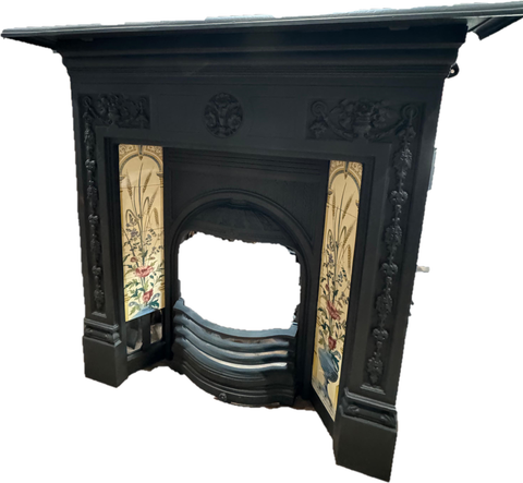 Reproduction cast iron tiled combination fireplace
