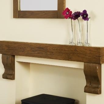 Standard Fascia Beam with Corbels Rustic Oak in a Medium Finish